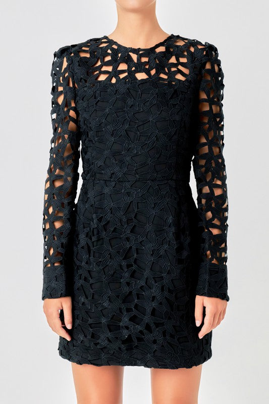 knee length dresses for ladies Structured Long Sleeve Mini Dress main image 0