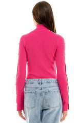 Jeweled Sleeve Cutout Sweater (3 Color Ways)