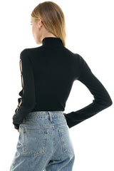 Jeweled Sleeve Cutout Sweater (3 Color Ways)