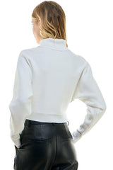 Embellished Turtleneck Sweater (Ivory, Pink)