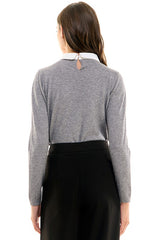 Rhinestone Collar Sweater (Berry, Emerald, Grey)