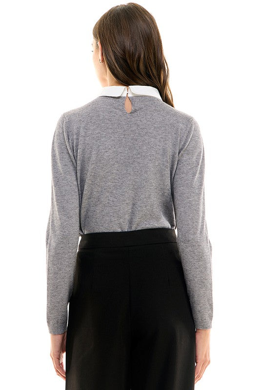 Rhinestone Collar Sweater (Berry, Emerald, Grey)