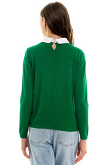 Rhinestone Collar Sweater (Berry, Emerald, Grey)