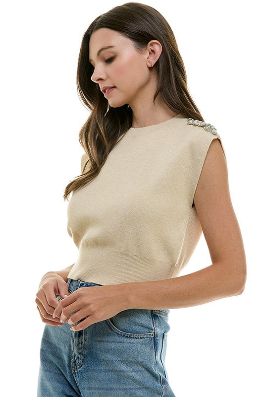 Jewel Shoulder Muscle Sweater