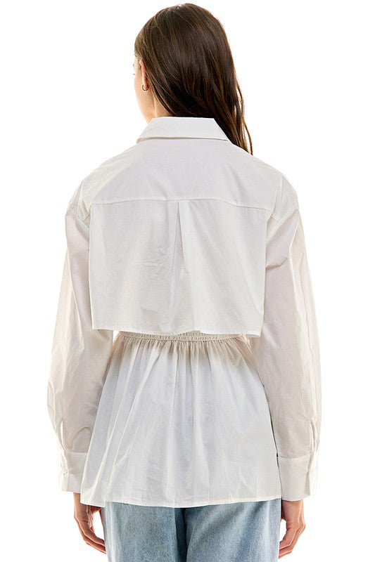 Smocked Button Down Top