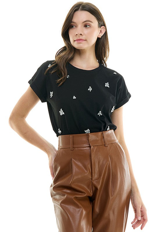 Black Embellished Tee