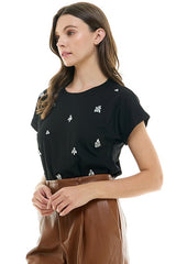 Black Embellished Tee