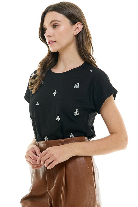 Black Embellished Tee