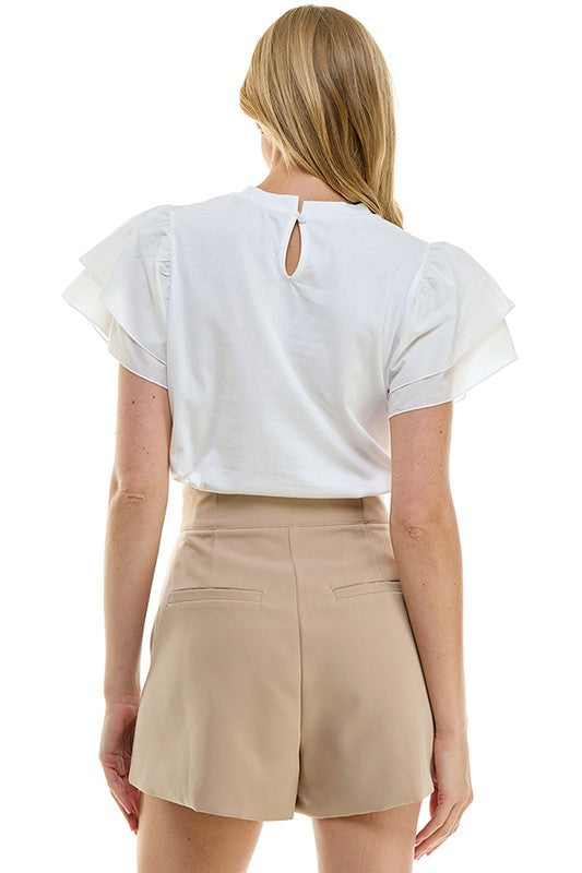 Contrast Sleeve Embellished Tee