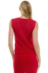 Crochet Tank Sweater (Black, Red)