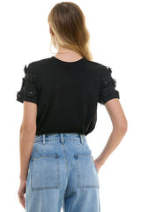 Flower Sleeve Tee (Black, White)