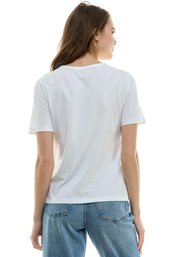 Pearl Detail Tee (Grey, White)