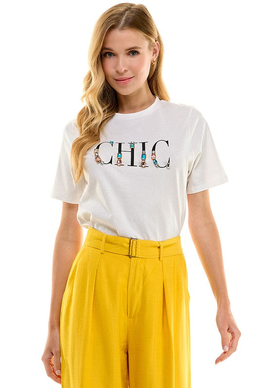 "Chic" Graphic Top (Black, Ivory)