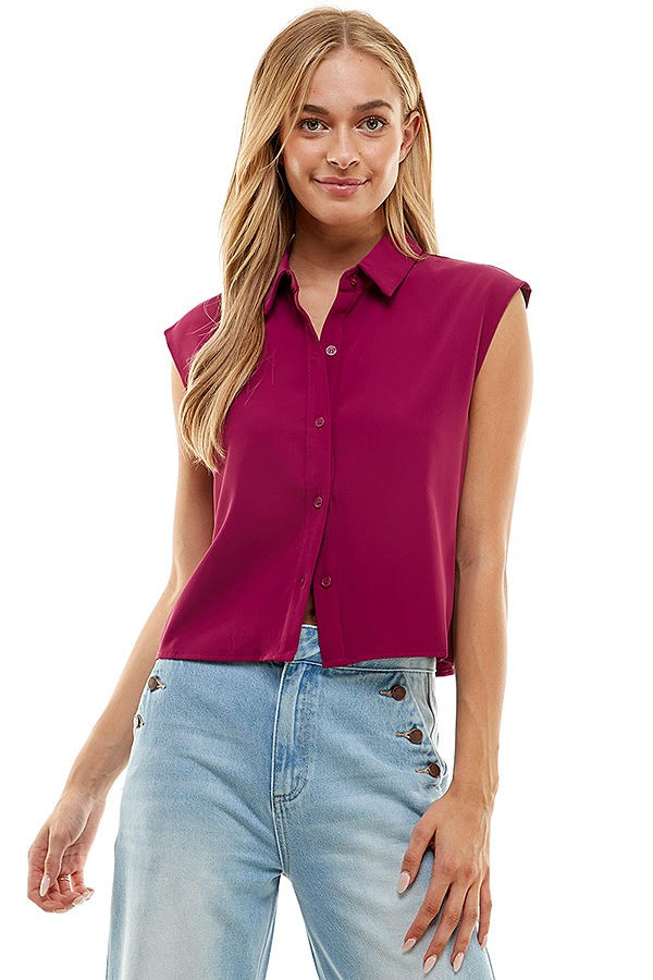 Berry Button Down Top