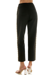 Elegant Straight Leg Trouser with Pearl Side Trim