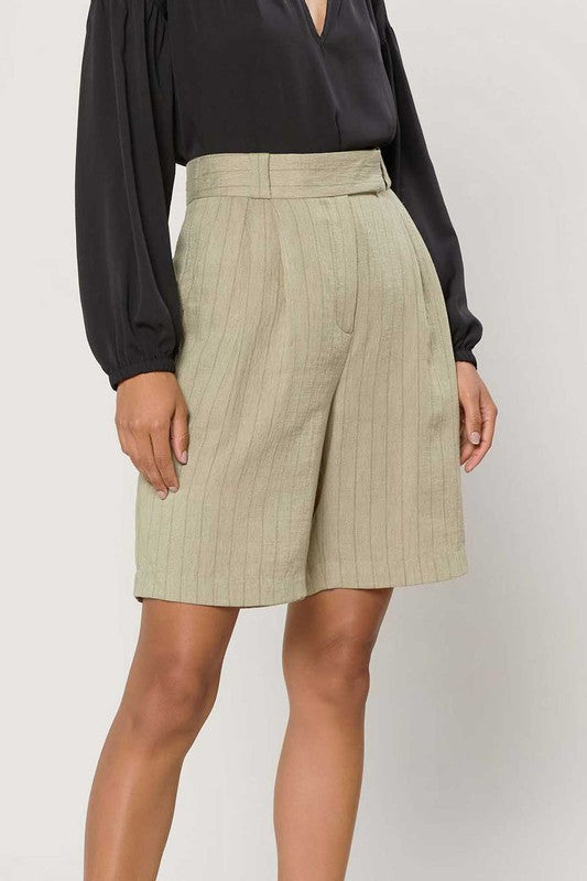 Khaki Stripe Tailored Bermuda