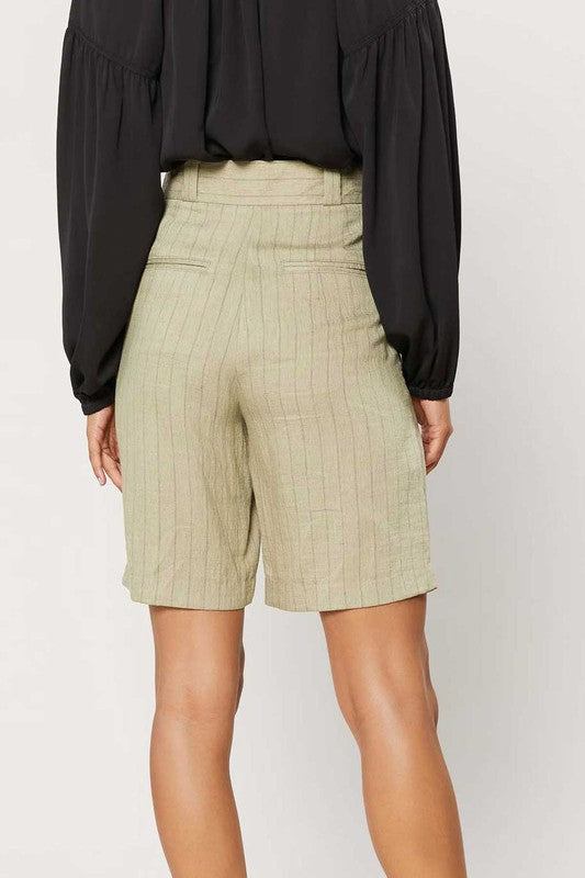 Khaki Stripe Tailored Bermuda