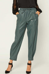 Dark Teal PU Leather Pants