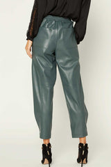 Dark Teal PU Leather Pants