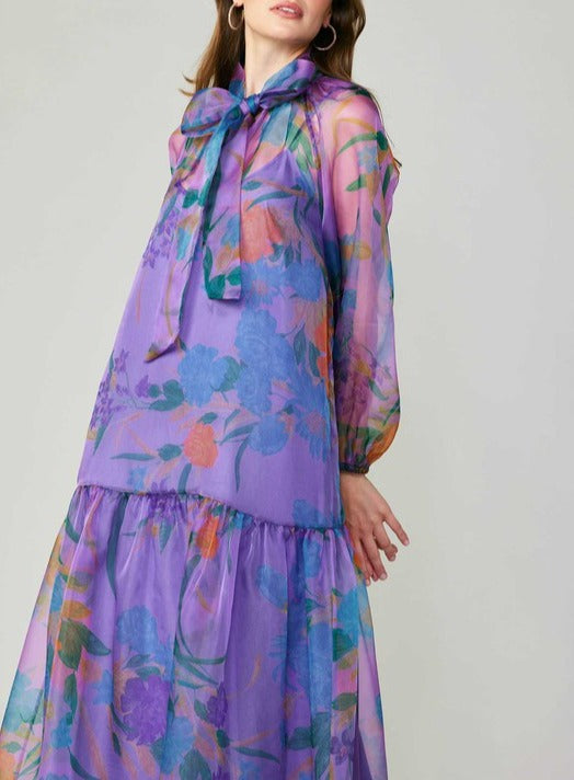 Long Sleeve Gathered Hem Dress