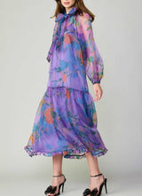 Long Sleeve Gathered Hem Dress