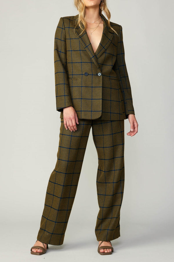 Navy Olive Check Pattern Jacket