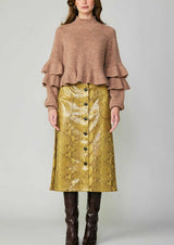 Long Sleeve Mock Neck Sweater (Blue, Latte)