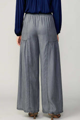 Chambray Tiered Wide Pants