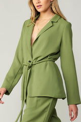 Olive Jacket With Round Tie Belt (XL Available)