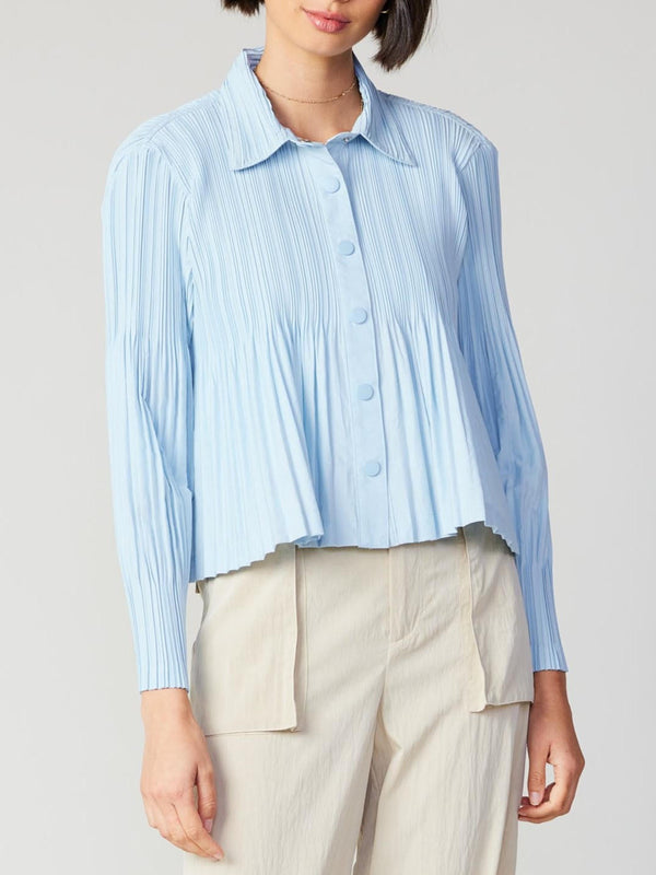 Pleated Button Down Crop Jacket