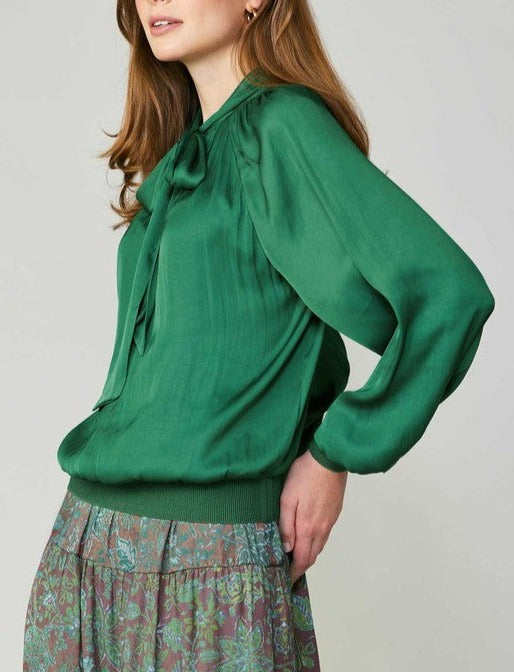 Emerald Green Ribbon Tie Blouse