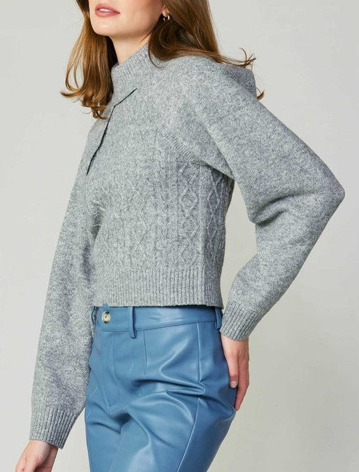 Cable Knit Arm Warmer W/ Sleeveless Top (Grey, Oatmeal)