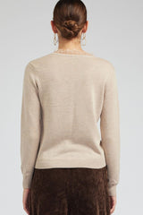 Long-Sleeve V-Neck Sweater with Lace Detail (2 Color Ways)