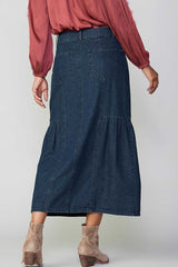Indigo Denim Midi Skirt (Up to XL)