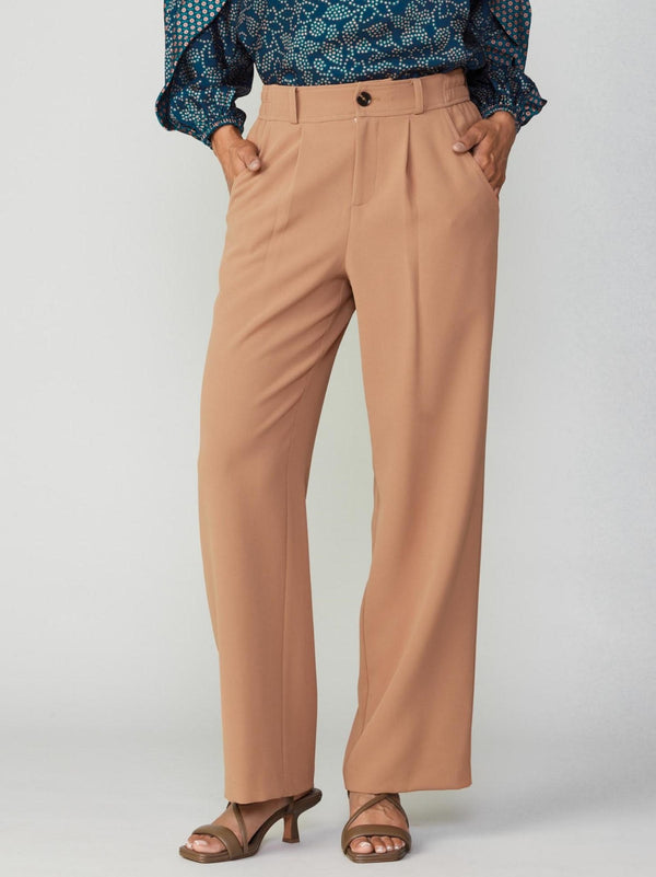 Burnt Caramel Pleated Wide Leg Pants