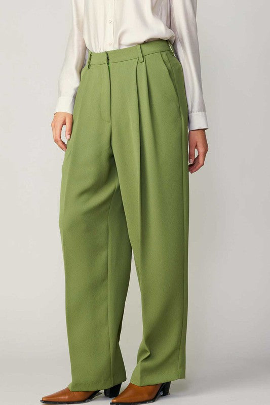 Olive Pintucked Trouser (XL Available)