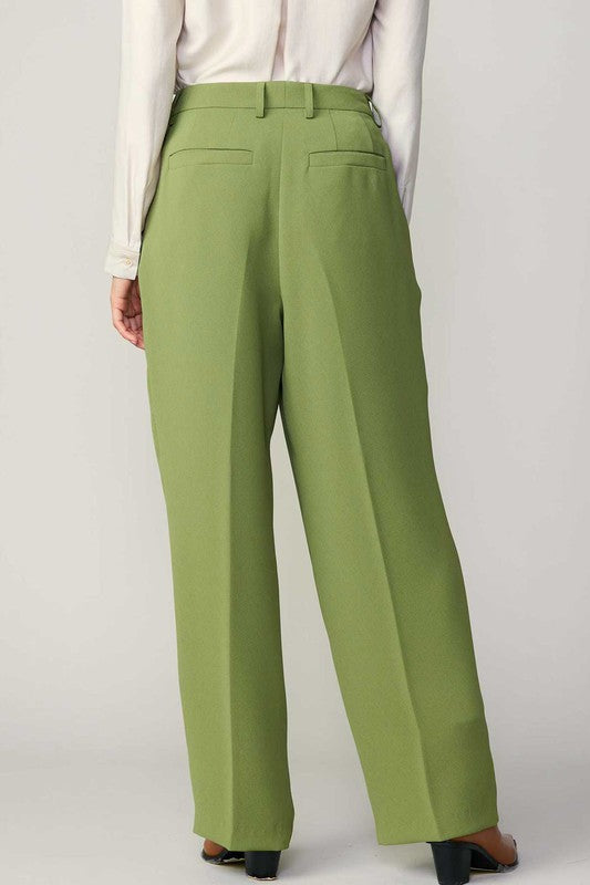 Olive Pintucked Trouser (XL Available)
