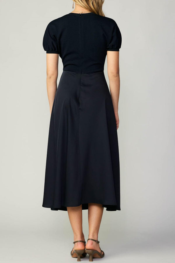 Puff Sweater Top Woven Skirt Dress