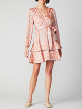 Coral Multi-Floral Print Dress