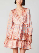 Coral Multi-Floral Print Dress