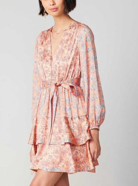 Coral Multi-Floral Print Dress