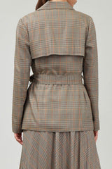 Self Tie Checkered 2-Button Jacket