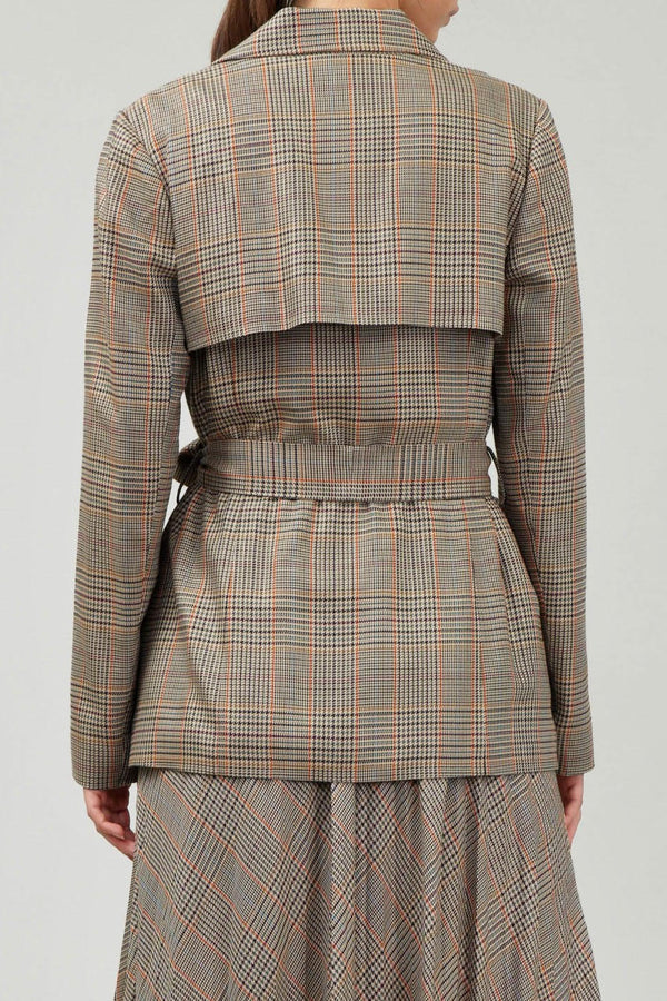 Self Tie Checkered 2-Button Jacket