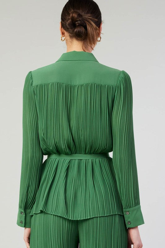 Pleated Button Down Shirt