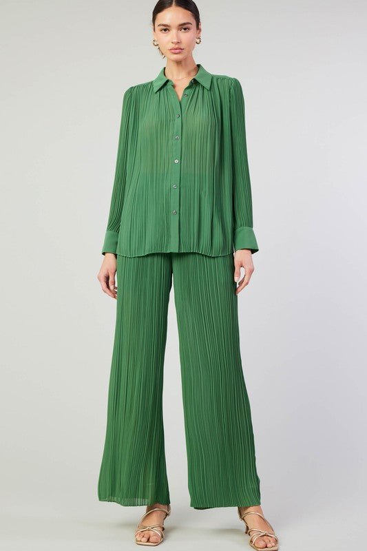 Pleated Button Down Shirt