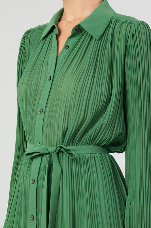 Pleated Button Down Shirt