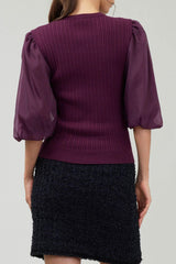 Applique Detail Organza Sleeve Sweater