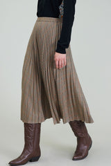 Long Pleated Skirt With Elasticized Waist