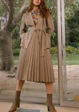 Long Pleated Skirt With Elasticized Waist