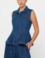 Denim Layered Jacket & Vest Set